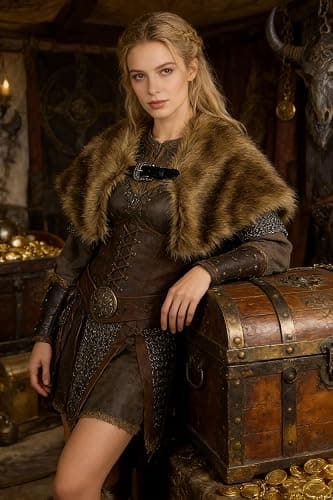Viking Fur Shawl Collar Medieval Faux Fur Mantle Shoulder Wrap for Women Viking Costume Accessory thumbnail 6