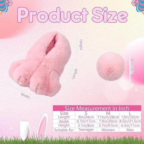 Leitee Easter Adult Bunny Feet Slippers and Tail, Rabbit Shoe | Rabbit Feet Slippers for Women Man, Bunny Costume Cosplay Accessories thumbnail 3