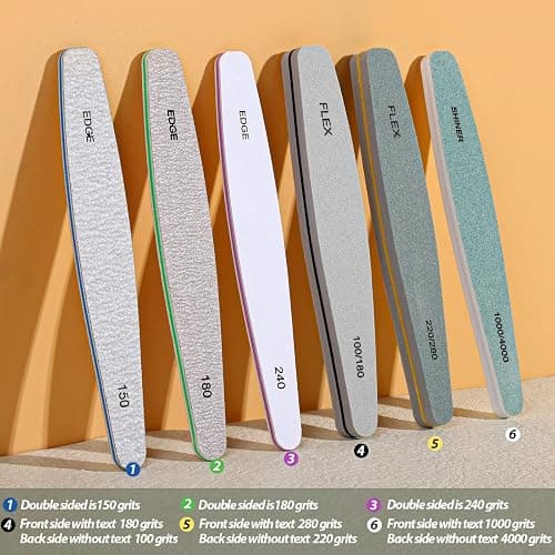 Teenitor Nail File Nail Buffer, 6 pcs Nail Files and Buffers for Natural Nails, Emery Boards for Nails, Nail Buffer and Shine Kit Nail Filer, Nail Buffer Block 100/180 Grit Nail Files Fingernail Files thumbnail 5