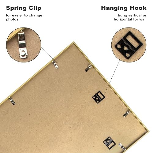 Golden State Art, 16x24 Picture Frame Set of 3, Gold Thin Border, Display Photo 12x18 with Mat or 16x24 Without Mat, Poster Frame for Wall Hanging Horizontal and Vertical thumbnail 8