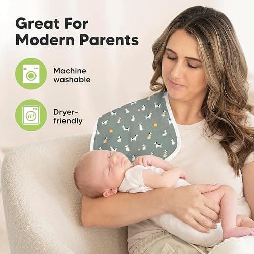 Organic Burp Cloths Baby Boy & Girl - 5-Pack Super Absorbent Cotton Burping Cloths for Babies, Soft & Plush Newborn Spit Up Rags, Infant Towels for Milk Spit Up, Unisex, Large 21" x 10" (Mesozoic) thumbnail 7