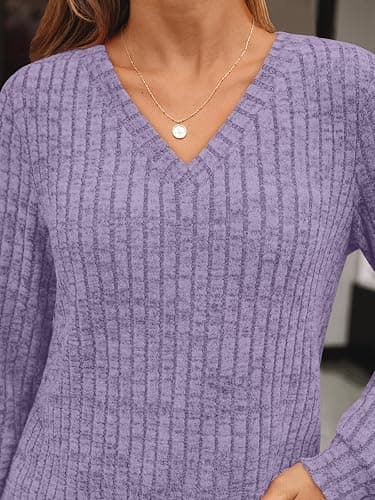 AUTOMET Womens V Neck Long Sleeve Shirts Fall Tops 2026 Lightweight Sweater | Dressy Casual Blouse, Fashion Clothing, Cute Winter Outfits, Business Work, Cozy Knit Pullover, Trendy Boho thumbnail 6