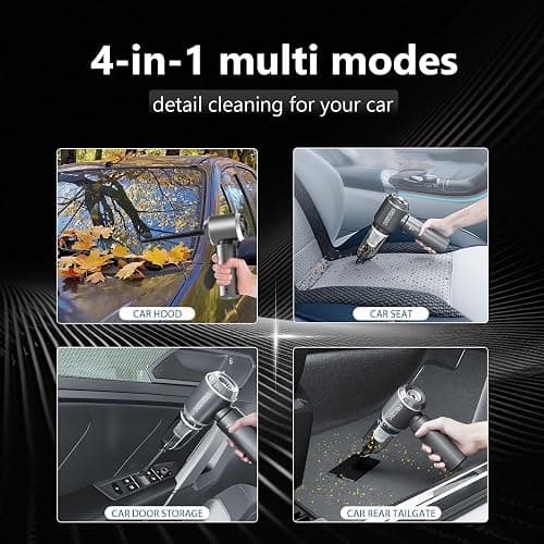 HRYCF Car Vacuum Cordless, Mini Portable Vacuum Cordless for Car, 4-in-1 20000PA High Power Portable Rechargeable Vacuum Cleaner with Brushless Motor, Small Handheld Vacuum & Air Blower & Pump-Grey thumbnail 9