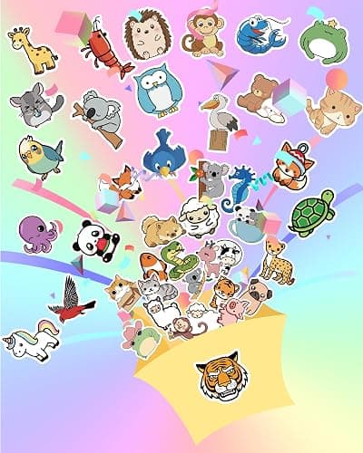 100 Pcs Animal Stickers for Kids, Cute Water Bottle Stickers for Kids Waterproof, Vinyl Laptop Kid Sticker Pack, Kid Classroom Prizes for Elementary Students thumbnail 7