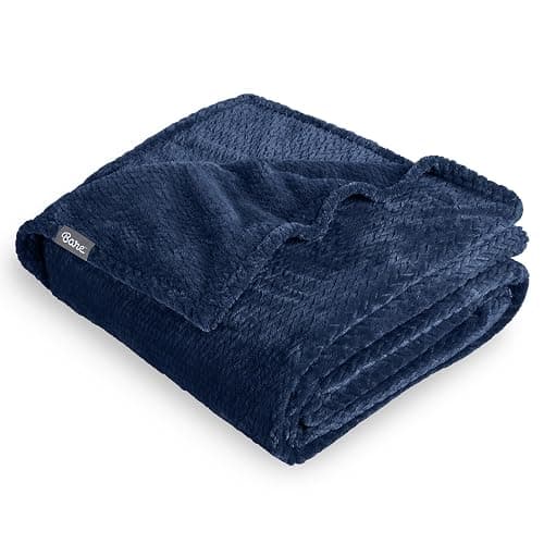 Bare Home Textured Fleece Blanket - Full/Queen - Ultra-Soft Lightweight for Bed, Sofa, and Couch - Luxury Microplush - Cozy Warm Blanket (Full/Queen, Chevron Dark Blue) - Image 1