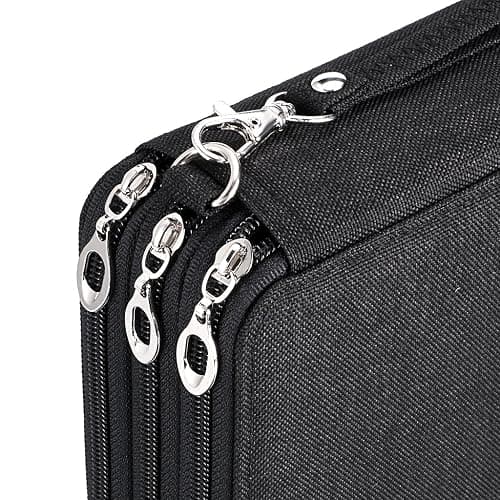 BTSKY Zippered Pencil Case-Canvas 72 Slots Handy Pencil Holders for for Prismacolor Watercolor Pencils, Crayola Colored Pencils, Marco Pencils (Black) thumbnail 6