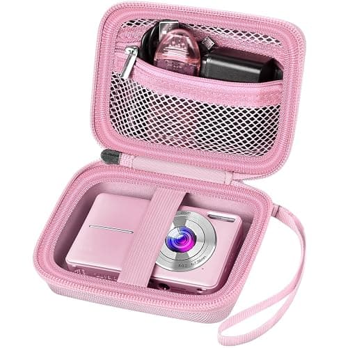 ALKOO Digital Camera Case for CAMKORY, Camera Pouch for KODAK Pixpro -Pink | for Lecran/for VAHOIALD Point and Shoot Camera, Hard Carrying Case with Mesh Pocket, Compact for Vlogging, Travel and Storage - Image 1