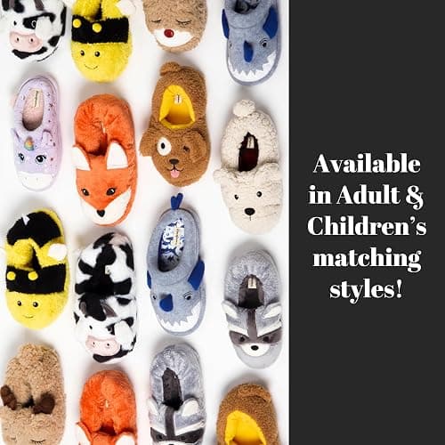 Dearfoams Unisex Adult Holiday Christmas Gift Family Matching Santa Reindeer Teddy Bear Plush Memory Foam Slippers thumbnail 3