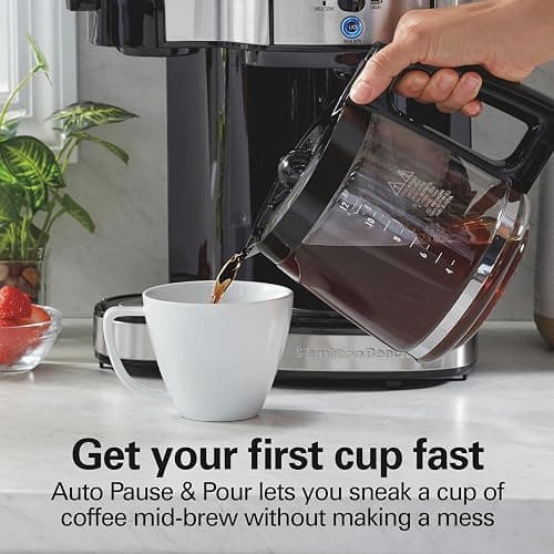 Hamilton Beach 2-Way Programmable Coffee Maker, 12 Cup Glass Carafe And Single Serve Coffee Maker, Black with Stainless Steel Accents, 49980RG thumbnail 8