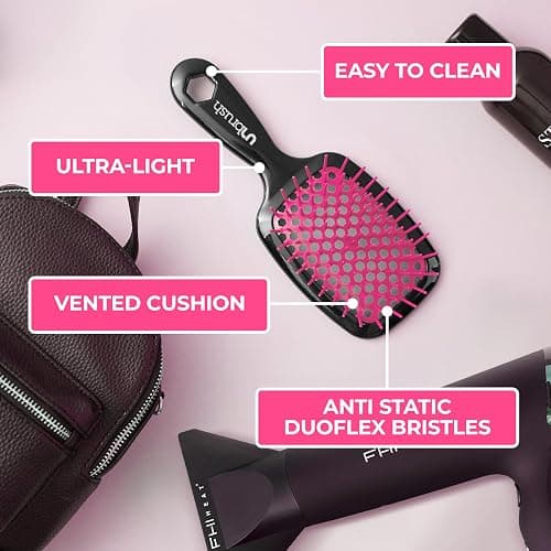 FHI Heat UNbrush Detangling Brush for Pain-Free Brushing on All Wet or Dry Hair Types — Durable DuoFlex Anti-Static Bristles, Lightweight Handle, Vented Hair Brush, Cherry Blossom thumbnail 6