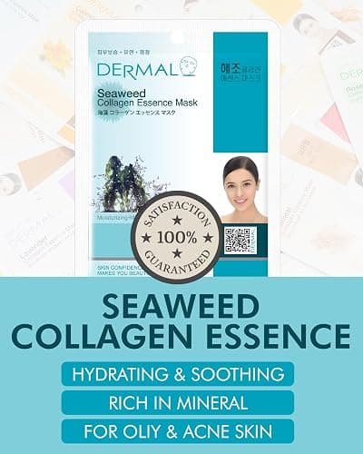 DERMAL Seaweed Collagen Essence Full Face Facial Mask Sheet 23g, single pack thumbnail 2