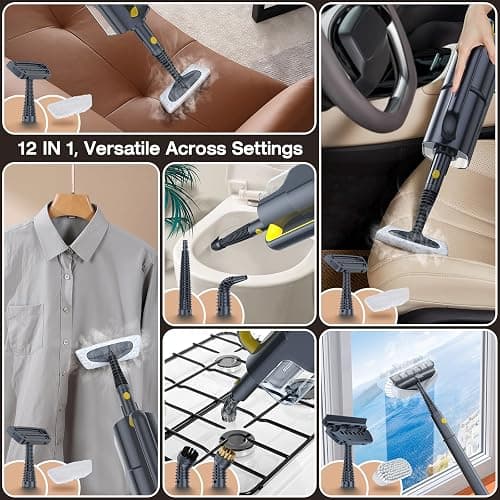 ScrubWiz Steam Mop with Detachable Handheld Steam Cleaner, 10-in-1 Multi Accessories, Quick 10s Heat, 350ml and 2-Level Steamer for Cleaning Floor, Carpet, BBQ Grill, Tile, and Grout, Gray thumbnail 4