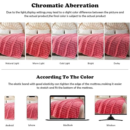 NEWCOSPLAY Throw Blanket for Couch Coral Pink Super Soft Flannel Fleece 3D Bubble Lightweight Bed Blanket All Season Use (Coral Pink, Throw(50"x60")) thumbnail 7