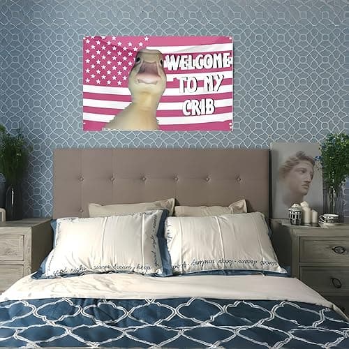 Welcome to My Crib Flag,Funny Tapestry for Bedroom Flags for Room Welcome to My Crib Duck Flag,Fit Wall Decor Bedroom Living Room Dorm Concert Gift thumbnail 5
