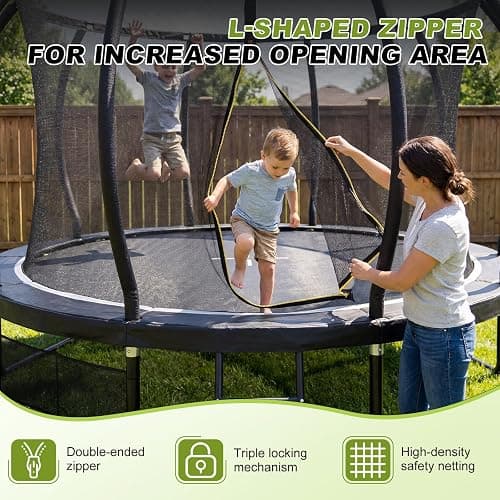 Devoko Outdoor Trampoline 7.5ft/10ft/12ft/14ft GS Certified Garden Trampoline With Safety Net,Non-Slip Ladder& Shoe Organiser,Available For Toddlers And Adults,Up to 150kg thumbnail 4