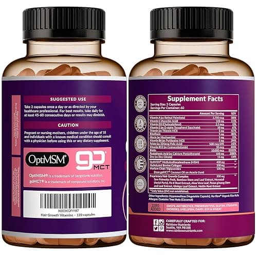 Hair Growth Vitamins for Women | Biotin 10,000mcg, Collagen, Patented OptiMSM®, goMCT®, Saw Palmetto | Naturally Regrow Stronger & Healthier Hair, Skin and Nails | Stops Hair Loss | 60 Day Supply thumbnail 9