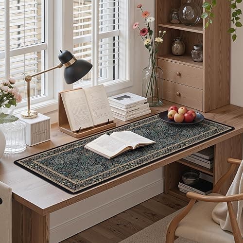 iCasso Desk Cover Mat, Office Mouse Pad, Desk Protector Mat, Extra Large Matt for Desktop,Anti-Slip XXL Big Mousepad with Stitched Edges for Computer Keyboard Retro Black thumbnail 9