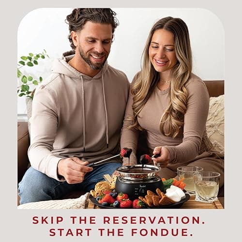 Kusini 2 in 1 Electric Fondue Set & Smores Maker Tabletop Indoor Kit with Removable Trays & 4 Skewers – Smores Station Chocolate Melting Pot - Unique Couple Gift Set Idea, Date & Movie Night Supplies thumbnail 5