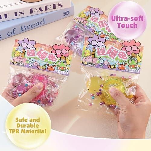 Anboor 3 Pcs Turtle Squishies Toys, 3.15" Soft Sticky Glittery Turtle Squeeze Fidget Toys Stress Relief for Kids Adults Autism Birthday Gifts thumbnail 4