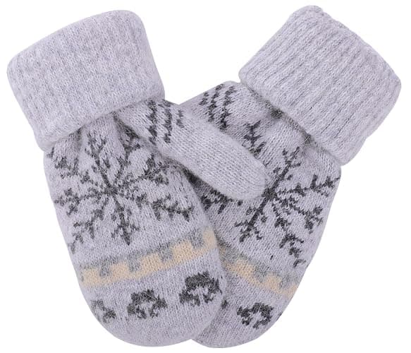 Winter Warm Mittens for Women Men - Soft-Double Layer-Snowflake Cold Weather Stretch Thick Lining Knitted Gloves thumbnail 4