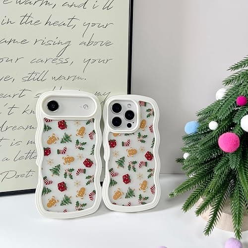 XIZYO Christmas Phone Case for iPhone 15, Xmas Wavy Cute Merry Christmas Pattern Clear Aesthetic Wave Girls Kids Women Santa Slim TPU Shockproof Protective Cover, Gingerbread Man thumbnail 4