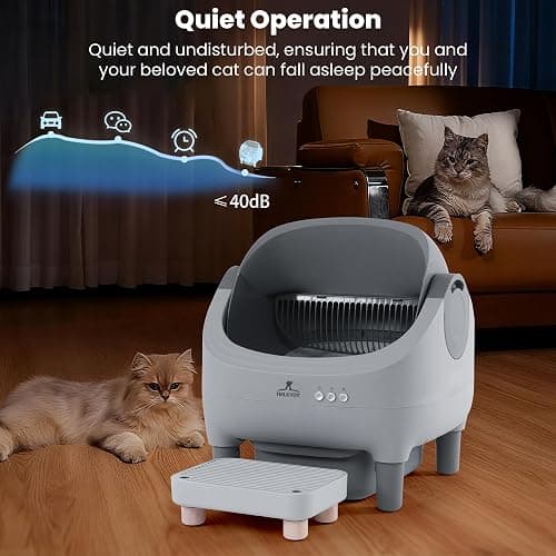 Upgraded Automatic Litter Box Self Cleaning, with Raised Step, Open Top Large Capacity for Multiple Cats, Odor Control & Safety Protection & Smart App Control & Health Monitoring & Quiet Operation thumbnail 8