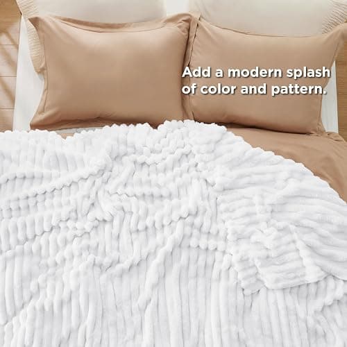 Bedsure GentleSoft King Throw Blanket for Couch - Cozy Soft Blankets for Women, Cute Small Fleece Throws for Girls, Bright White, 108x90 Inches thumbnail 6