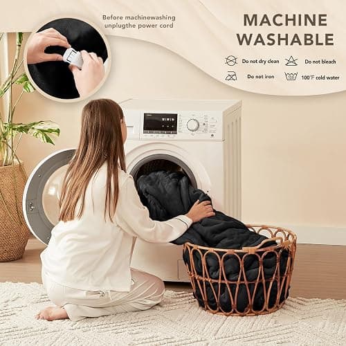 Homemate Heated Blanket Electric Throw - 50"x60" Heating Blanket Throw 1/2/4/6/8 Hours Auto-Off 10 Heat Level Over-Heat Protection Flannel Sherpa ETL Certification thumbnail 7