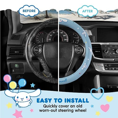 Sanrio Hello Kitty and Friends Cinnamoroll Blue Car Steering Wheel Cover, Universal Fit Cute Accessories for Women Stylish Decor Gifts Hello Kitty Car Accessories - Fits Standard Wheels 14.5"-15" thumbnail 6