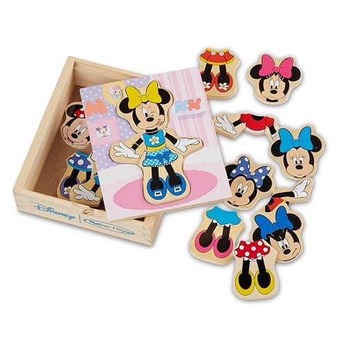 Melissa & Doug Disney Minnie Mouse Mix and Match Dress-Up Wooden Play Set (18 pcs) - Image 1