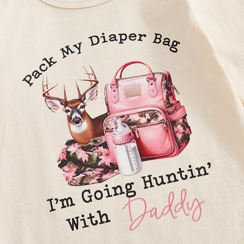 Xnqiwq Newborn Baby Girl Hunting Clothes Deer Romper Jungle Camo Flare Pants Set Headband 3Pcs Infant Fall Winter Outfits thumbnail 5