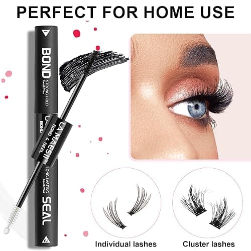 LA MAESII Lash Cluster Glue,Lash Bond and Seal Waterproof,Bond & Seal Lash Glue for Eyelash Cluster,Black Long-Lasting 72H Latex Free（10ml） thumbnail 6