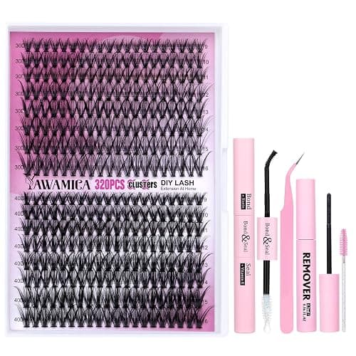 Yawamica DIY Lash Extension Kit 320pcs Individual Lashes Cluster, 9-16mm Mix 30D 40D Eyelash Clusters Wispy Lash Clusters Kit with Bond and Seal and Remover and Lash Applicator for Beginners - Image 1