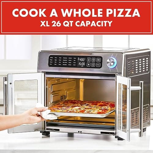 Emeril Lagasse Extra Large French Door Air Fryer Toaster Oven Combo, 24 Cooking Functions and Digital Controls, 7 Accessories Included, Stainless Steel Finish, 26QT Capacity thumbnail 7