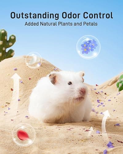 BUCATSTATE Hamster Sand, No-Dust 6.6LB Chinchilla Dust Bath with Pour Spout, 100% Natural Desert Bathing Sand for Syrian Hamster Gerbil Rat Mice Small Animals (Flower Smell) thumbnail 4
