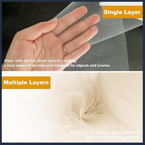 Ivory Tulle Fabric Roll 6 Inch by 100 Yards (300 ft) Tulle Ribbon Sheer Mesh Netting for DIY Tutu Skirt Gift Wrapping Wedding Baby Shower Birthday Halloween Party Decorations Crafts, 34 Colors (Ivory) thumbnail 4