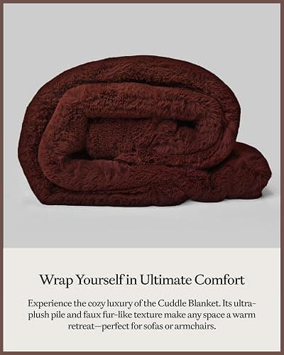 Cozy Earth Cuddle Blanket - Faux Fur Ultra-Soft Luxury Throw Blanket - Thick & Cozy Oversized Design for Lounging or Sharing - Machine Washable - Throw 60" x 50" Burgundy thumbnail 5