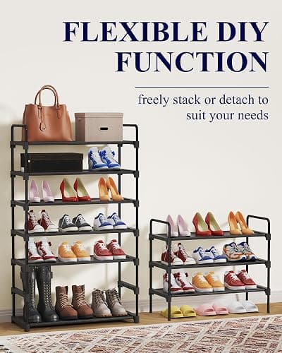 Kitsure Shoe Rack for Closet, Sturdy Shoe Racks for Entryway, Space-Saving Shoe Storage Small and Shoe Organizer, 70.0 x 29.9 x 57.4 cm, Black thumbnail 7