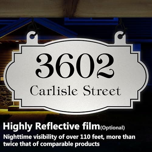 Custom Hanging Address Sign, Metal House Number for Outdoor, Mailbox Number, Address Plaque (13" x 7.5"), Yard Sign, Displays Street Name, High Visibility, Easy Install, Multiple Colors and Fonts (A1) thumbnail 4