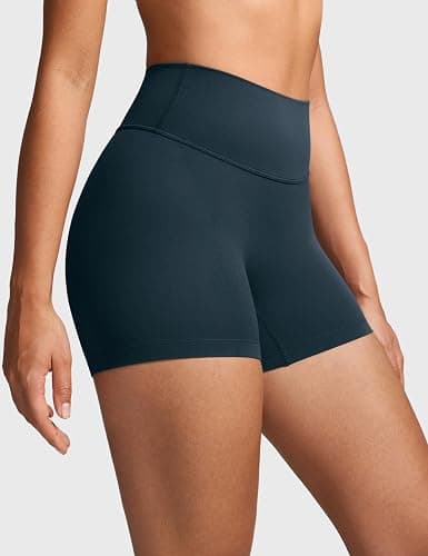 INGIA Womens High Waist No Front Seam Biker Shorts 4 Inches Running Volleyball Spandex Yoga Gym Workouts thumbnail 4