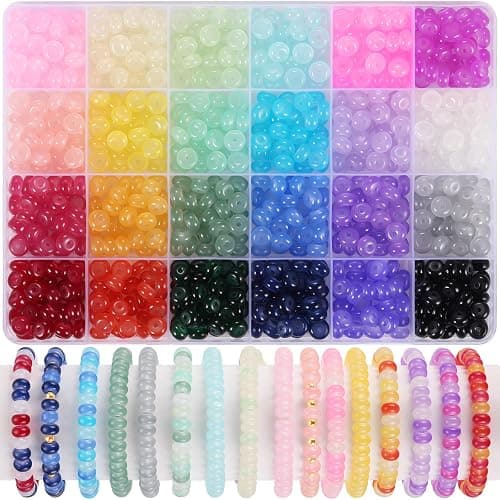 720pcs Abacus Glass Beads for Bracelet, Rondelle Beads for Jewelry Making | 24 Colors Gemstone Crystal Beads Spacer Bead for Bracelet Necklace DIY Crafts Jewelry Making, 5x8mm - Image 1