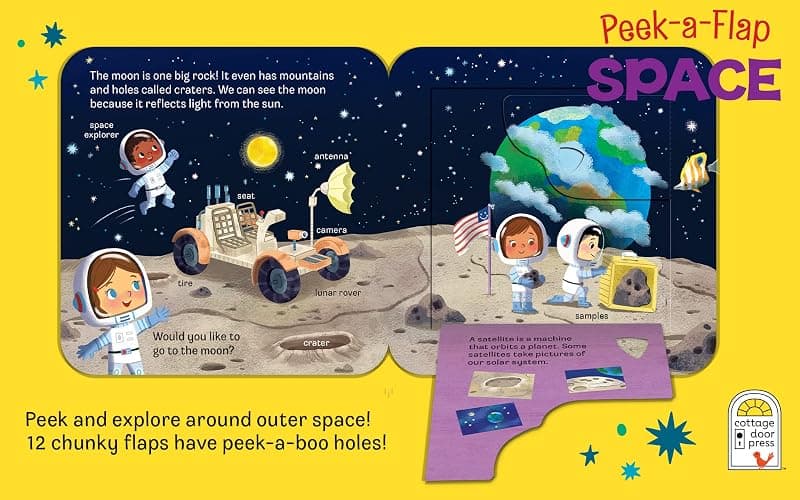 Peek-a-Flap Space Children's Lift-a-Flap Board Book - Planets, Solar System, Outer Space, Rockets & More thumbnail 2
