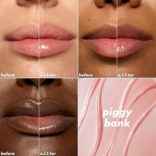 e.l.f. Glow Reviver Plumping Lip Oil, Tinted Lip Plumper For A High-Shine, Plump Finish, Infused With Jojoba Oil, Vegan & Cruelty-Free, Piggy Bank thumbnail 3