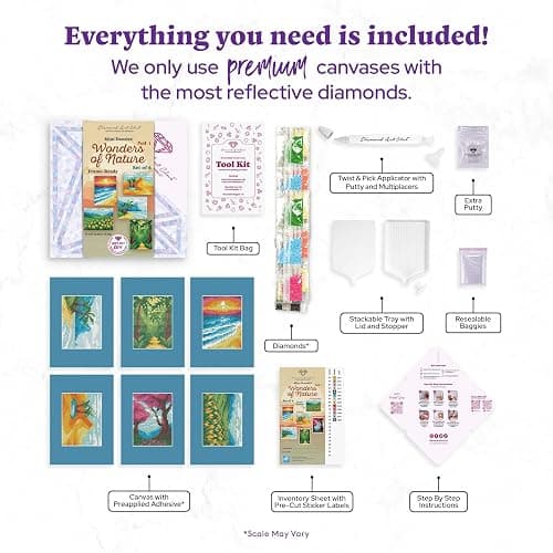 DIAMOND ART CLUB Mini Dazzles - Wonders of Nature Part 1, Fun DIY Diamond Painting Kit for Adults, Diamond Art Canvas for Beginners, 4" x 6" (Pack of 6) thumbnail 3