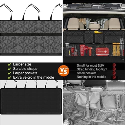 Femuar Car Trunk Organizer, Large Capacity Backseat Trunk Organizer (42"*18"), Collapsible Car Storage Bag with 8 Pockets, SUV/MPV/Truck - Black thumbnail 2