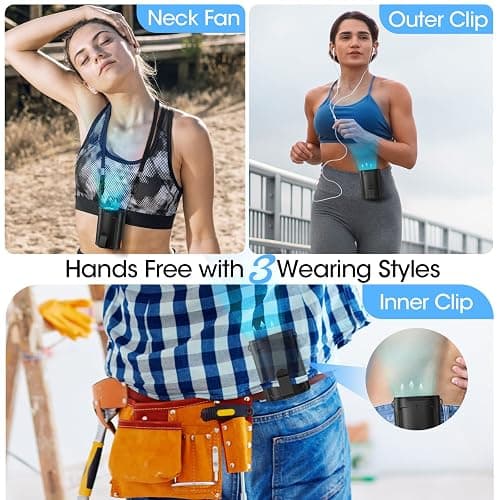 Heelkl 2026 AI Portable Fan Rechargeable, 4-Speed Strong Airflow, Personal Waist Fan with up to 25H of Working Time, Hands-Free Hanging Neck Fan, Wearable Belt Fan for Camping, Outdoor, Jobsite thumbnail 4