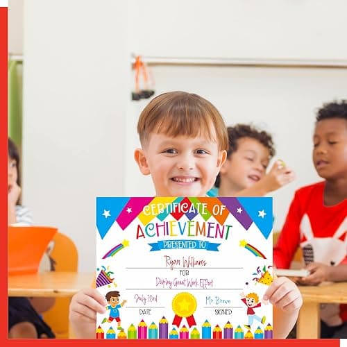 40 PCS Preschool Diploma, Certificate of Achievement in 2 Designs Colorful Certificate of Awards School Classroom Supplies for Kids Students Kindergarten Boys Girls thumbnail 5
