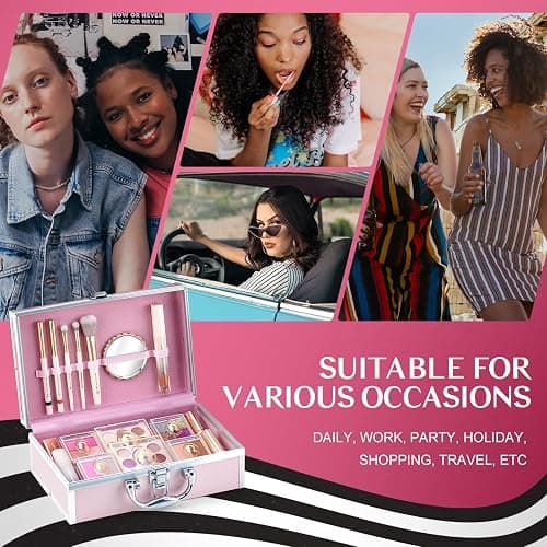 Color Nymph Makeup Kit for Teen Girls Full Makeup Set with Train Case Pink | Beginner Makeup Kit for Teens, 17pcs Makeup Set, Makeup Train Case Pink, Removable Make Up Kits for Travel, Touch-ups, Vegan thumbnail 4