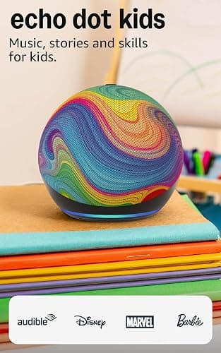 Amazon Echo Dot Kids (newest model) - Designed for kids, with Alexa+ Early Access, parental controls, Includes 1 Year of Amazon Kids+, Rainbow Swirl thumbnail 8