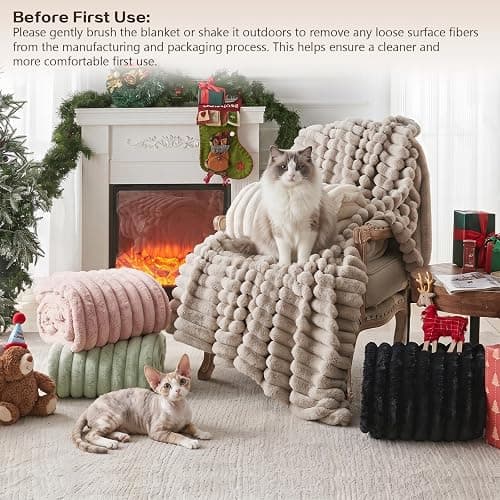 Qieryun Heated Blanket Electric Throw 50″x60 ″Inch - Thick Striped Flannel Electric Blanket,10 Heating Levels, 1-12 Hours Auto Off, Fast Heating Heating Blanket with Overheat Protection. thumbnail 2